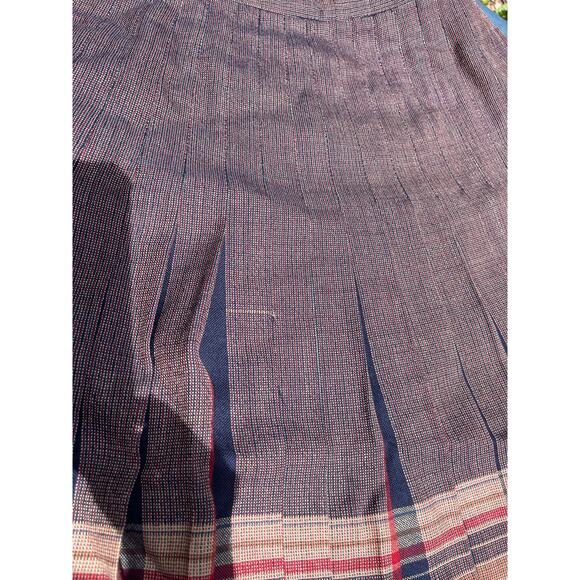 Vintage Plaid Wool Pleated Skirt Tartan Reversible Blue Maroon Scottish Irish 12 - Picture 4 of 13